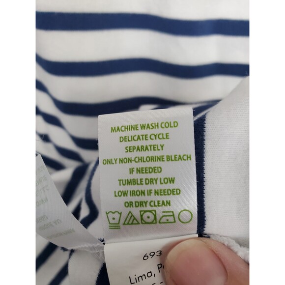 Lilly Pulitzer High Tide Navy Perfect Stripe Puff Sleeve Anabella Shirt Dress S - Picture 6 of 7